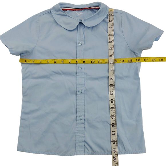 French Toast Girls School Uniform Shirt 10 Blue Button Up Short Sleeve Collared - Picture 7 of 9